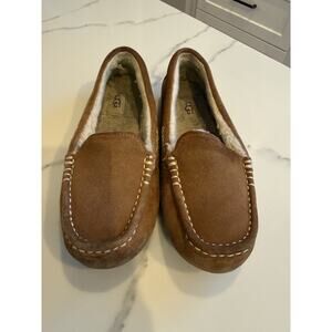 UGG Ansley Chestnut Suede Fur Slippers Womens Size 6